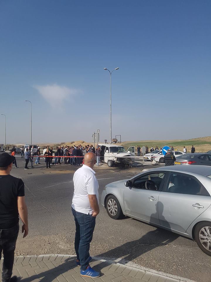 התאונה נחסמה בצומת ערוער (צילום סלולארי: דרור אוסקר)